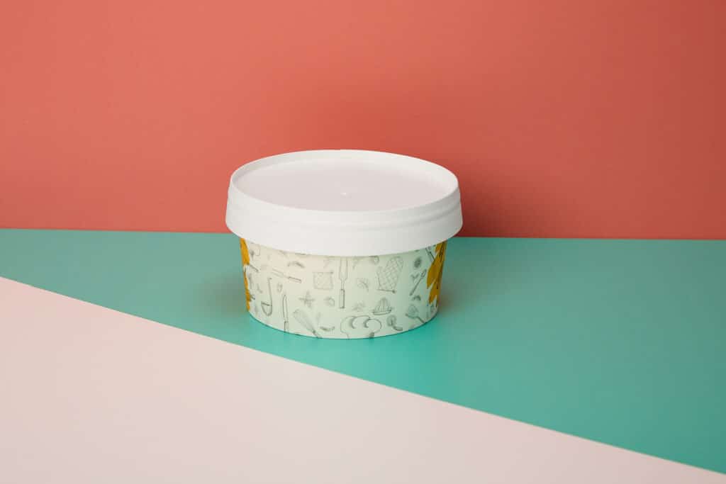 Custom printed yoghurt packaging design with lid